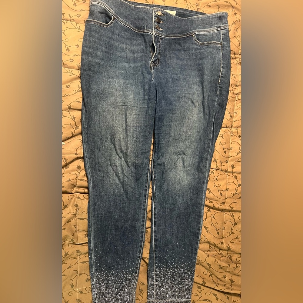 Women's Blue Jeans with sparkle hem